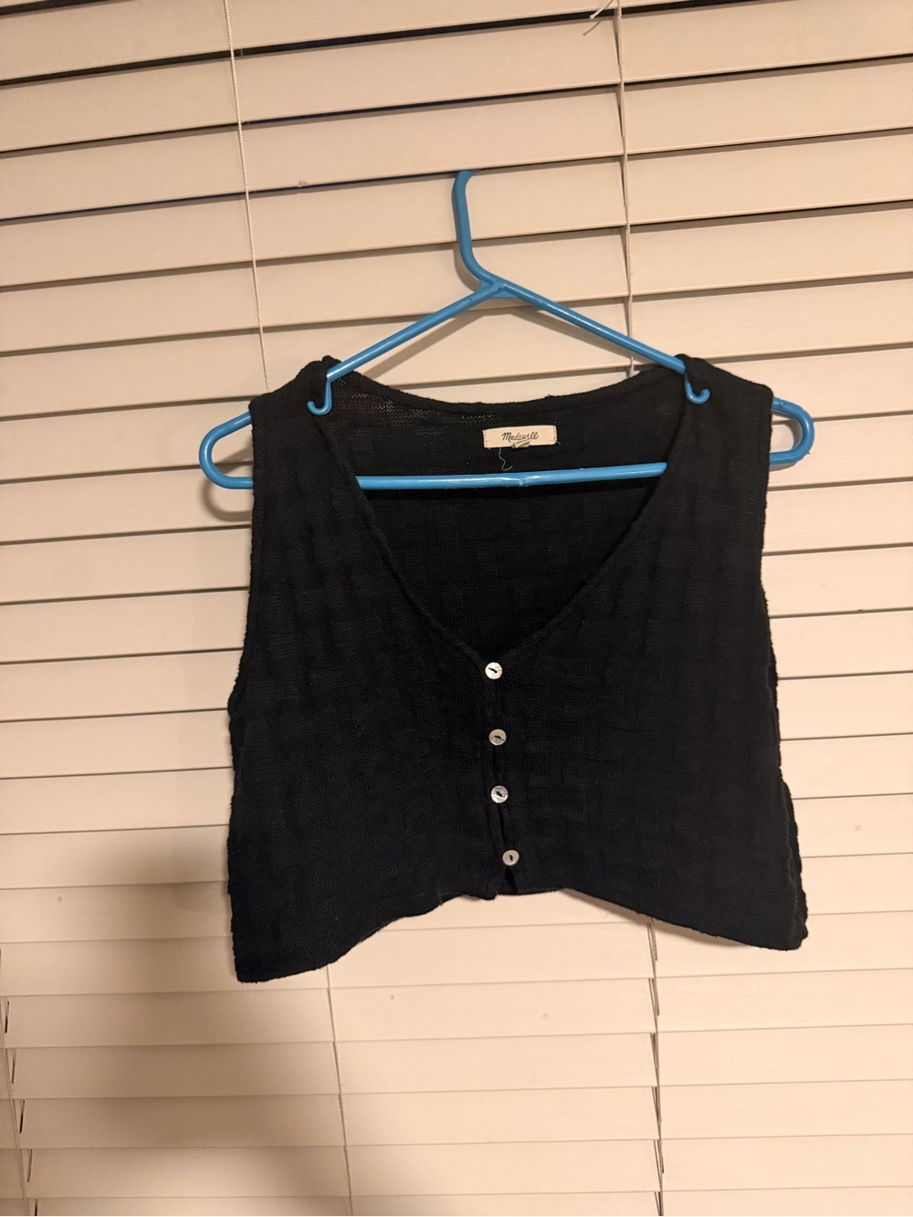 Madewell Black Cropped Button Knit Tank